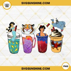 Aladdin Coffee PNG, Aladdin Characters Iced Coffee Latte PNG File