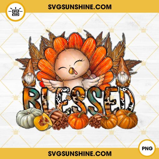 Turkey Pumpkin Blessed PNG, Turkey PNG, Thanksgiving PNG, Thanks And Blessed PNG
