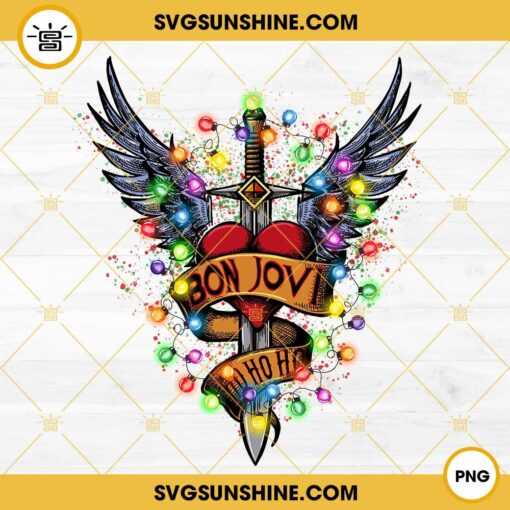Bon Jovi Ho Ho Ho Christmas PNG, Bon Jovi Rock Band Christmas PNG File Digital Download