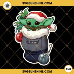 Baby Yoda Christmas Design PNG, Baby Yoda Santa Claus Hat Christmas PNG