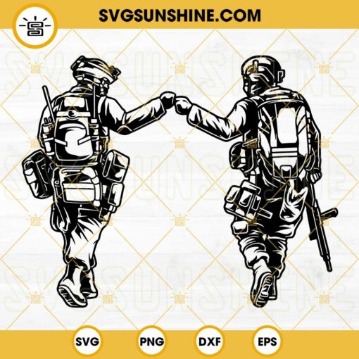 Soldiers Fist Bump SVG, Soldier Veterans Day SVG PNG DXF EPS Cut Files