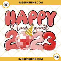 Happy New Year 2023 PNG, Groovy Disco Ball PNG Digital Download