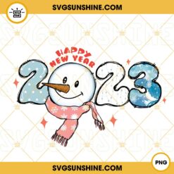 2023 Happy New Year PNG, Merry Christmas PNG, 2023 Snowman PNG Design