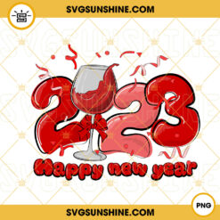 2023 Happy New Year PNG, Wine PNG, Cheers PNG, Retro New Year PNG File Design