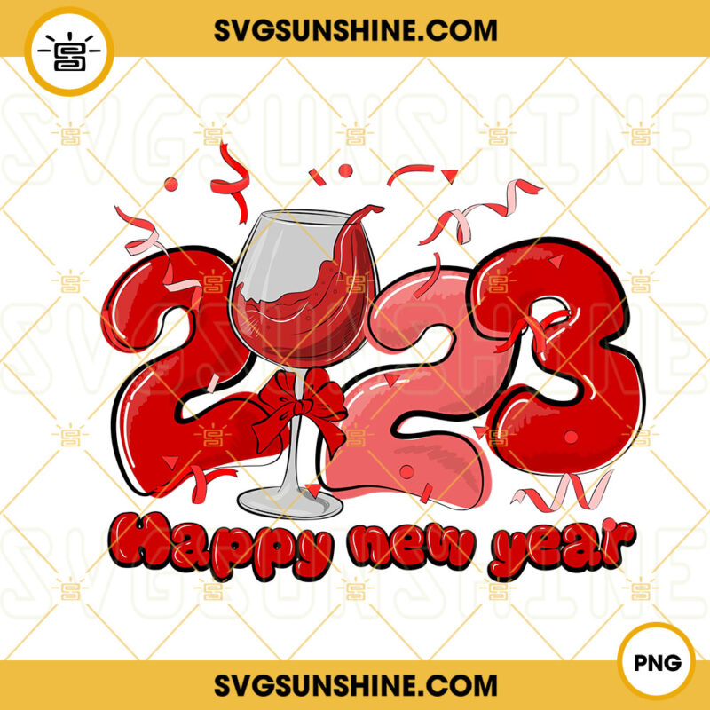 2023 Happy New Year PNG, Wine PNG, Cheers PNG, Retro New Year PNG File ...