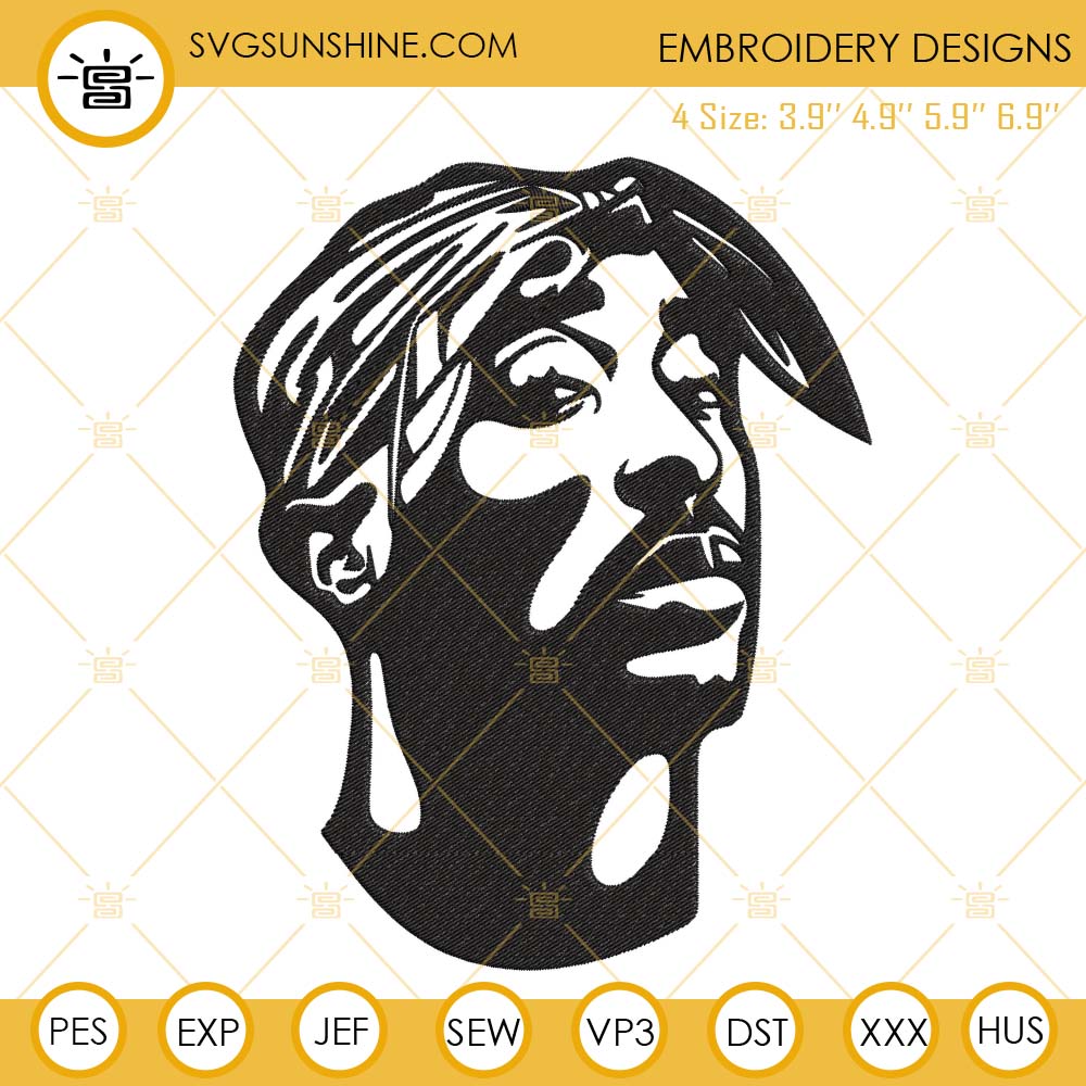 2PAC Embroidery Files, Tupac Shakur Embroidery Designs