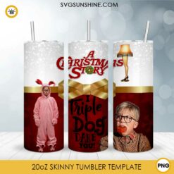 A Christmas Story 20oz Skinny Tumbler PNG, Christmas Movie Tumbler Design PNG File