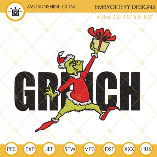 Air Grinch Embroidery Design, The Grinch Machine Embroidery Files