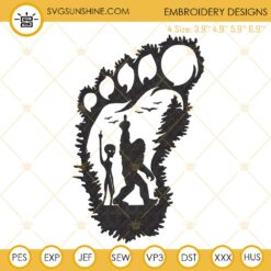 Bigfoot And Alien Embroidery Design Files, Sasquatch Embroidery Digital Download