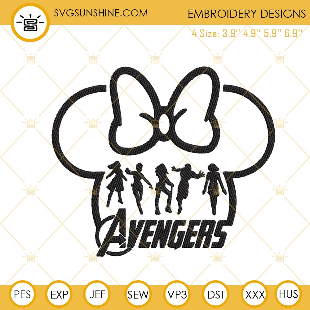 Avengers Women Heroes Embroidery Designs, Avengers Minnie Ears Embroidery Files