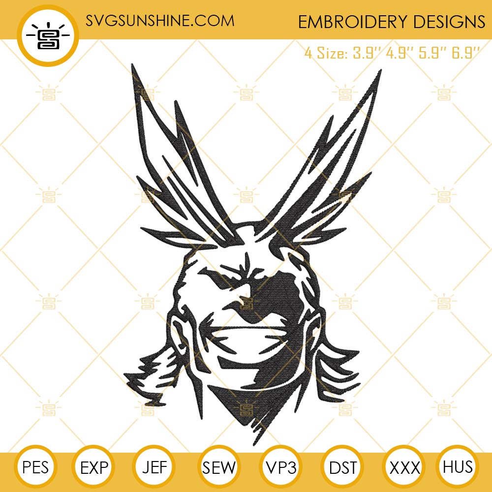 All Might Embroidery Design, My Hero Academy Embroidery Files Download