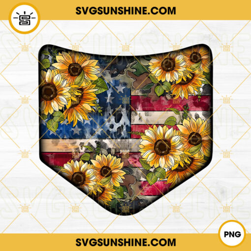 American Flag Sunflower Pocket PNG, US Patriotic PNG, Western Sunflower PNG Instant Download