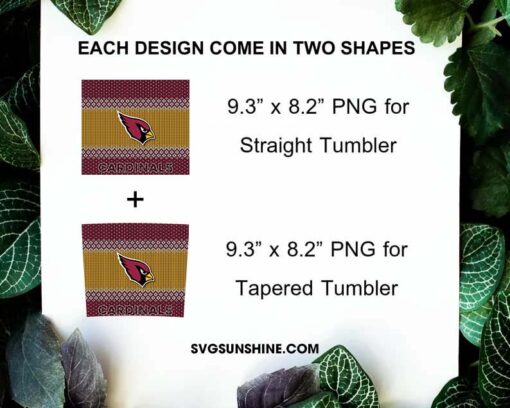 Arizona Cardinals Christmas 20oz Skinny Tumbler PNG, NFL Team Football Arizona Cardinals Ugly Sweater Tumbler PNG File Digital Download