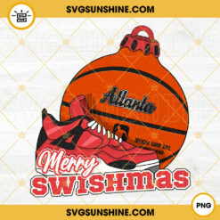 Atlanta Basketball Merry Swishmas PNG, Atlanta Hawks Basketball  Christmas Ornament PNG