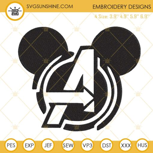 Avengers Mickey Head Embroidery Design