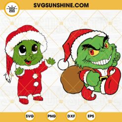 Baby Grinch SVG Bundle, Baby Grinch Christmas SVG, Little Santa SVG