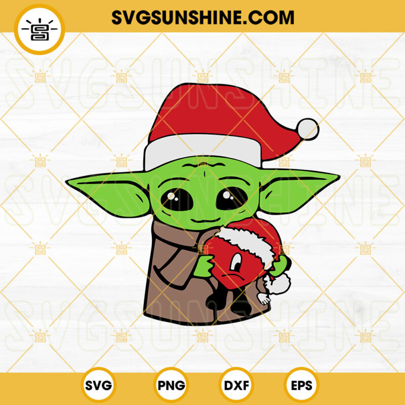 Baby Yoda Holding Bad Bunny Heart SVG, Bad Bunny Christmas SVG PNG DXF