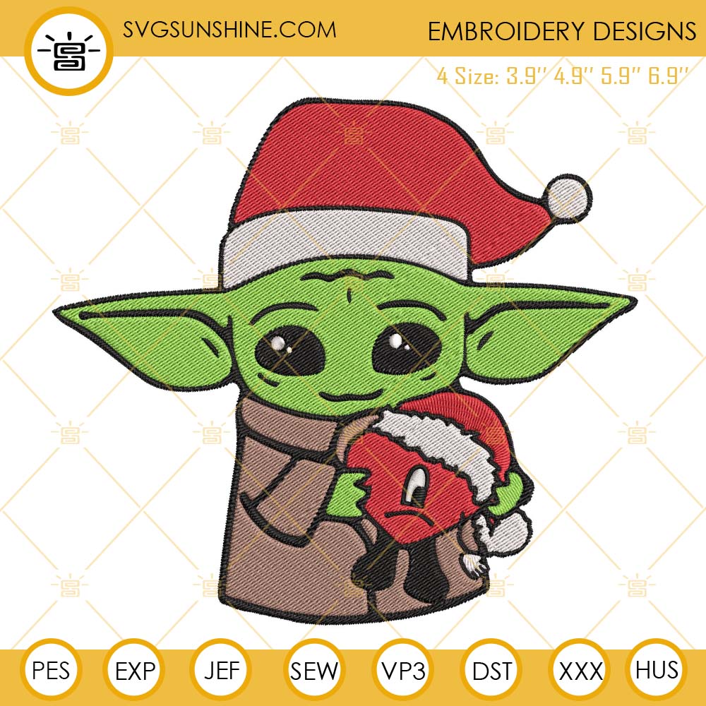 Baby Yoda Holding Bad Bunny Heart Christmas Embroidery Design File