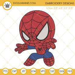 Spider Man Embroidery Files, Superhero Chibi Embroidery Designs