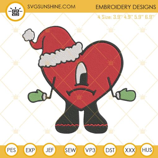 Bad Bunny Heart Christmas Embroidery Design File