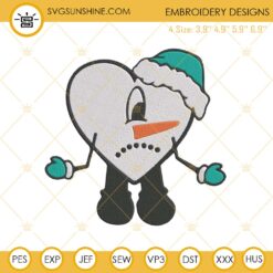 Snowflake Bad Bunny Heart Christmas Embroidery Design File