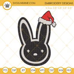 Bad Bunny Santa Hat Christmas Embroidery Design File