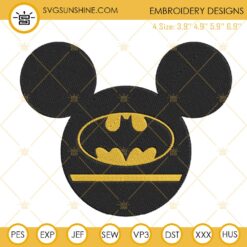 Batman Mickey Mouse Head Embroidery Design