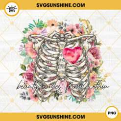 Beauty Comes From Within PNG, Skeleton Flowers PNG, Health Awareness PNG