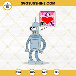 Bender Futurama Valentine SVG, Cartoon Robot Valentines Day SVG