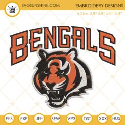 Bengals Logo Embroidery Designs, Cincinnati Bengals Embroidery Machine Files
