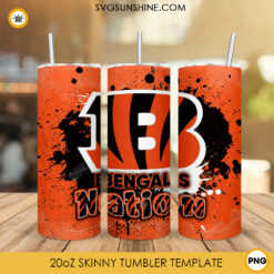 Bengals Nation Tumbler Wrap PNG, Cincinnati Bengals 20oz Skinny Tumbler PNG Sublimation File Digital Download