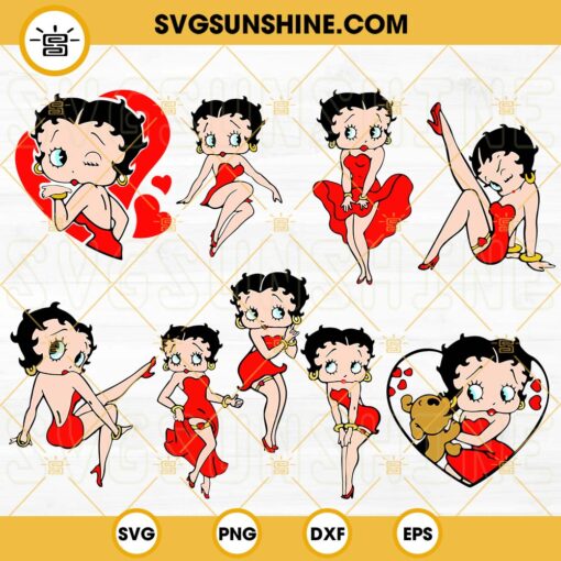 Betty Boop SVG Bundle, Betty Boop SVG, Cartoon Character SVG PNG DXF EPS Digital Files
