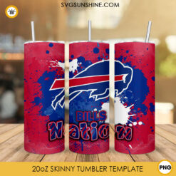 Bills Nation Tumbler Wrap PNG, Buffalo Bills 20oz Skinny Tumbler PNG Sublimation File Digital Download