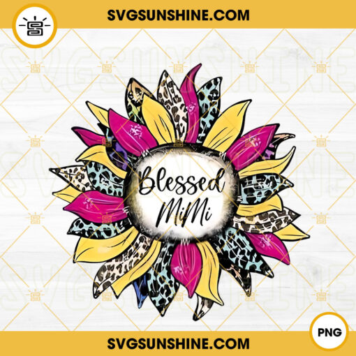 Blessed Mimi PNG, Leopard Sunflower PNG, Mimi PNG, Mother’s Day PNG Sublimation Design