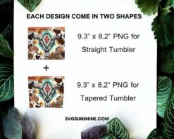Aztec Bull Skull 20oz Skinny Tumbler PNG, Southwest Tumbler Sublimation Design PNG