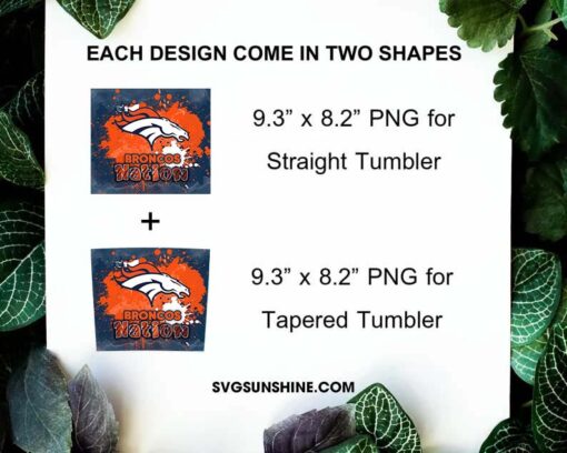 Broncos Nation Tumbler Wrap PNG, Denver Broncos 20oz Skinny Tumbler PNG Sublimation File Digital Download