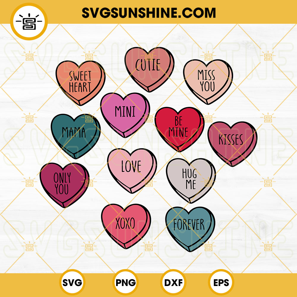 Candy Hearts Valentine SVG, Conversation Heart SVG, Valentine Candy SVG, Valentine SVG Digital Download Cut Files