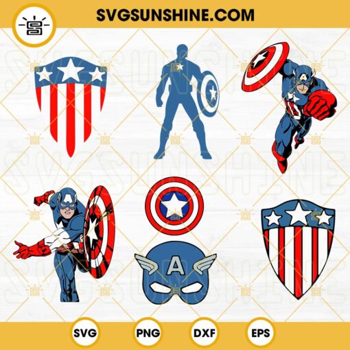Captain America SVG Bundle, Superhero SVG, Marvel Avengers SVG PNG DXF EPS Cut Files