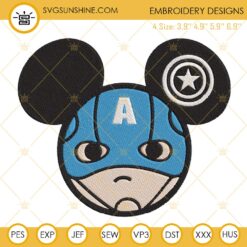 Captain America Mickey Mouse Ears Embroidery Design