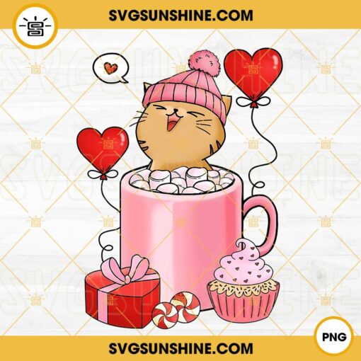 Cat In A Cup Valentines Day PNG, Cute Kitten Valentines PNG, Cat Lover PNG, Cute Valentine’s PNG