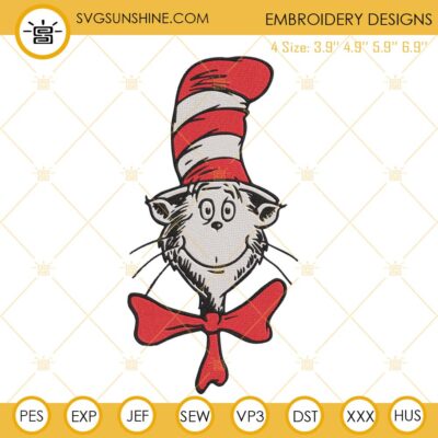 Dr Seuss Cat In The Hat Embroidery Design File