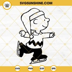 Charlie Brown Ice Skating SVG, Peanuts Winter Holiday SVG, Charlie Brown Santa Hat SVG