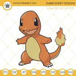 Charmander Embroidery Design, Pokemon Embroidery File Instant Download