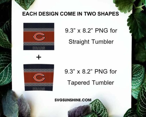 Chicago Bears Christmas 20oz Skinny Tumbler PNG, NFL Team Football Chicago Bears Ugly Sweater Tumbler PNG File Digital Download