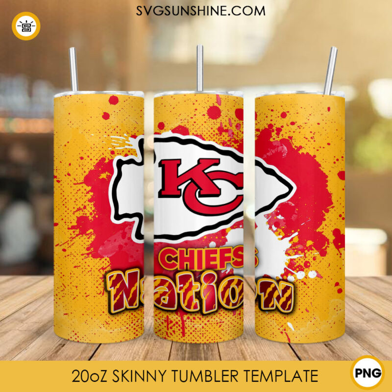 Chiefs Nation Tumbler Wrap PNG, Kansas City Chiefs 20oz Skinny Tumbler