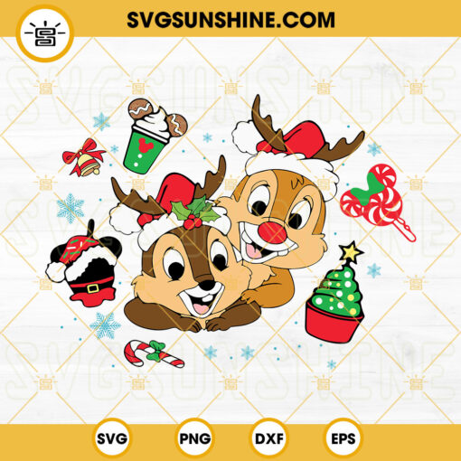 Chip And Dale Merry Christmas SVG, Disney Christmas SVG, Chip And Dale Christmas Snacks SVG PNG DXF EPS Files