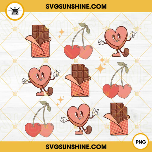 Chocolate Valentine’s Day PNG, Candy Hearts PNG, Retro Valentine PNG