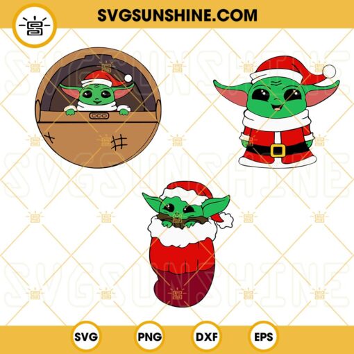 Christmas Baby Yoda SVG Bundle, Baby Yoda Stocking Christmas SVG, Baby Yoda Santa Claus SVG, Star Wars Christmas SVG Files For Cricut