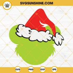 Grinch Mickey Head SVG, Grinch Christmas SVG, Mickey Grinch SVG Silhouette Cut Files Cricut