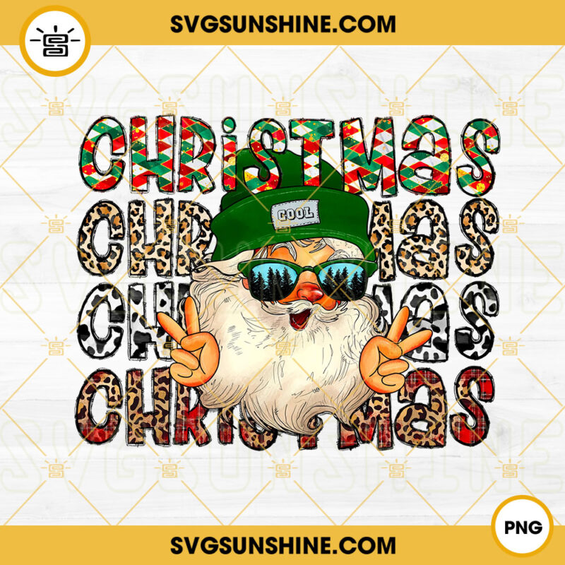 Christmas Cool Santa Claus PNG, Santa Sunglasses PNG, Christmas Leopard ...